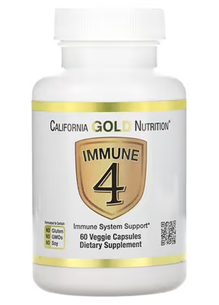 California gold nutrition, immune4, засіб для зміцнення імунітету, 60 рослинних капсул