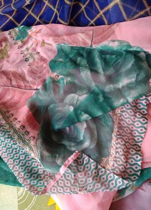 228х116 см легкий повітряний ніжний рожевий палантин-накидка шаль шарф-хуро в трояндах4 фото