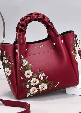 Женскя сумка с вышитыми цветами, красивая сумочка с вышивкой жіноча 10563 фото