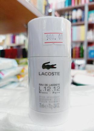Мужской дезодорант стик lacoste l.12.12 blanc 75мл