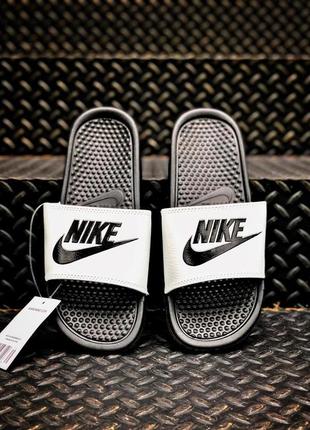 Женские шлепанцы nike benasi black white 2 / smb