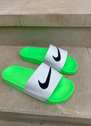 Женские шлепанцы nike slides white green / smb