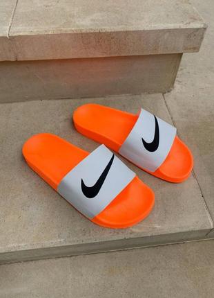 Женские шлепанцы nike slides white orange / smb