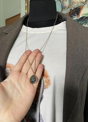 Колье длинное с камушками круглое