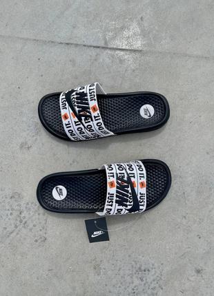 Жіночі шльопанці nike black just do it black logo / smb5 фото