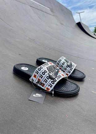 Жіночі шльопанці nike black just do it black logo / smb7 фото