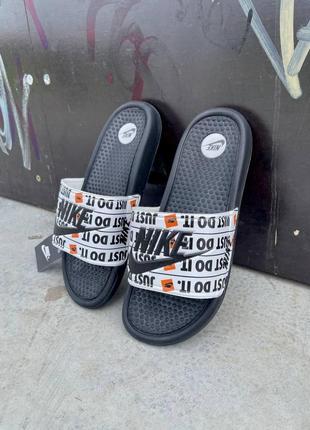 Жіночі шльопанці nike black just do it black logo / smb9 фото