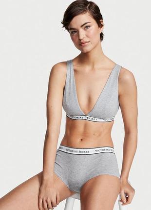 Хлопковый комплект белья из лого виктория сикрет victoria's secret