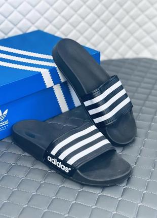 Шлепанцы мужские адидас черные шлепки сланцы adidas черно-белые