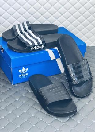 Шлепанцы мужские адидас черные шлепки сланцы adidas черно-белые