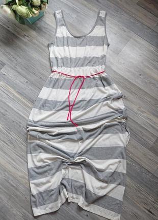 Женское летнее длинное платье сарафан макси с поясом размер 46/48/502 фото