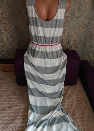Женское летнее длинное платье сарафан макси с поясом размер 46/48/506 фото
