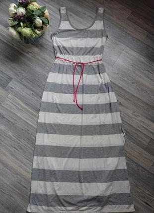 Женское летнее платье сарафан макси с поясом в пол размер 46/48/505 фото