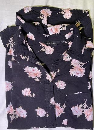 Черная блузка с цветами легкая4 фото