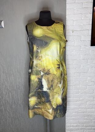 Платье миди по фигуре стрейчевое платье в оригинальный принт большого размера 52-54р