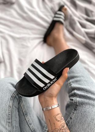 Жіночі шльопанці adidas black white 5 / smb