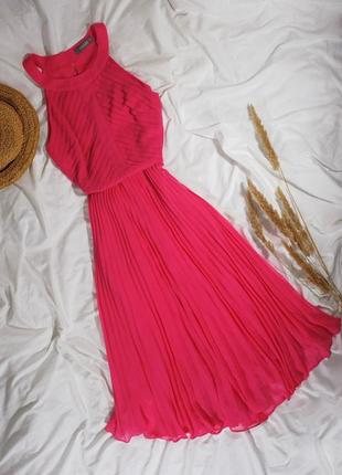 Яркое шифоновое розовое платье oasis в стиле ретро, винтаж