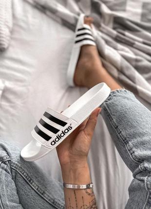 Жіночі шльопанці adidas white black / smb10 фото