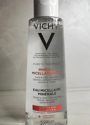 Мицеллярная вода для чувствительной кожи лица и глаз vichy purete thermale mineral micellar water, 200 мл