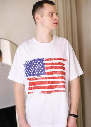 Мужская футболка флаг usa jert цвет белый, размер xl daymart
