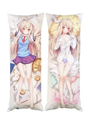 Подушка дакимакура кошечка из сакурасо декоративная ростовая подушка для обнимания двусторонняя