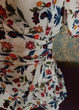 Женская летняя блуза в цветы на запах р.42/44 блузка блузочка3 фото