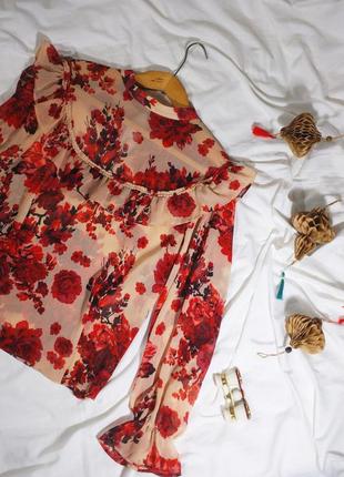 Чувственная шифоновая цветочная блуза 🪷 (в стиле ретро, винтаж)3 фото
