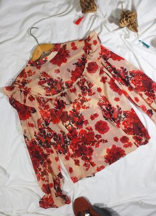 Чувственная шифоновая цветочная блуза 🪷 (в стиле ретро, винтаж)2 фото