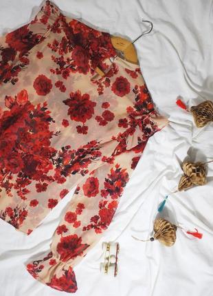 Чувственная шифоновая цветочная блуза 🪷 (в стиле ретро, винтаж)7 фото