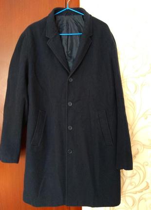 Пальто шерстяное, пальто, классное пальто темно синее7 фото