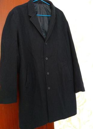 Пальто шерстяное, пальто, классное пальто темно синее8 фото