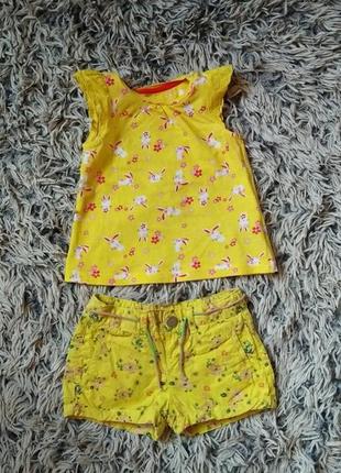 Набор майка + шорты zara 9-12месяцев 80см
