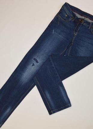 Брендовые женские темно-синие рваные коттоновые джинсы blue motion denim skinny2 фото