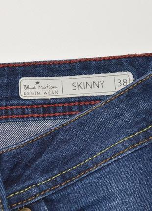 Брендовые женские темно-синие рваные коттоновые джинсы blue motion denim skinny5 фото