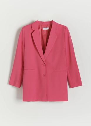Жіночий піджак oversize яскраво-рожевий тренд 2023 базовий піджак святковий, ярко розовый жакет.
