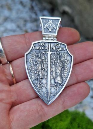 Двухсторонняя массивная серебряная ладанка "георгий победоносец" 925 ° пробы с чернением8 фото