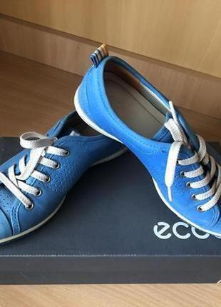 Ecco туфли кожаные кроссовки сине-голубого цвета2 фото