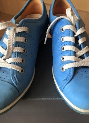 Ecco туфли кожаные кроссовки сине-голубого цвета5 фото