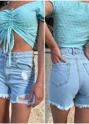 Шорты прямые талия на поясе боковые и задние карманы застежка молния ткань джинс произ-во турция