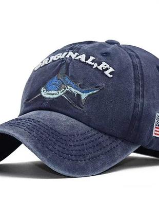 Кепка / бейсболка "акула" - синяя