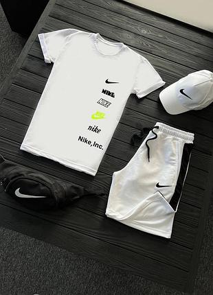 Летный берлий спортивный костюм комплект nike с принтом летний мужской белый спортивный костюм найка футболка и шорты nike