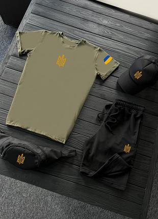 Летний патриотический спортивный костюм комплект с гербом украины трезубом