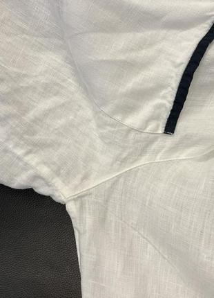 Рубашка лен 100% gf ferre италия оригинал, размер м, белая с лого8 фото