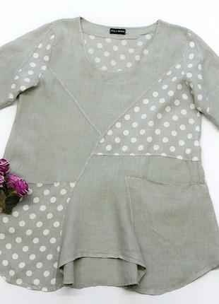 Блуза льняная, туника, ella moda, лен.1 фото