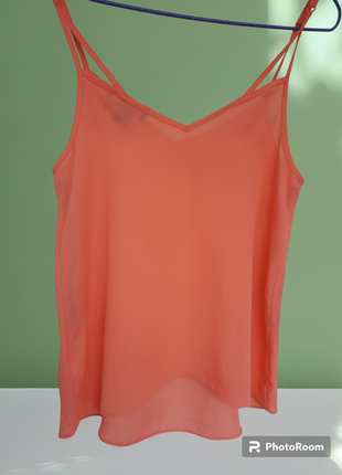 Легкая оранжевая базовая майка топ блуза в бельевом стиле на бретелях от primark2 фото