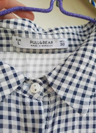 Идеальная летом белая в синюю клетку рубашка рубашка от pull &amp; bear3 фото