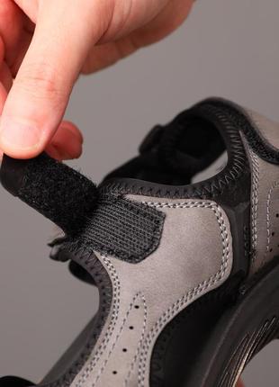 Стильные мужские сандалии серые на двух липучках - мужская обувь на лето