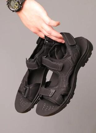 Стильные мужские сандалии черные на двух липучках - мужская обувь на лето
