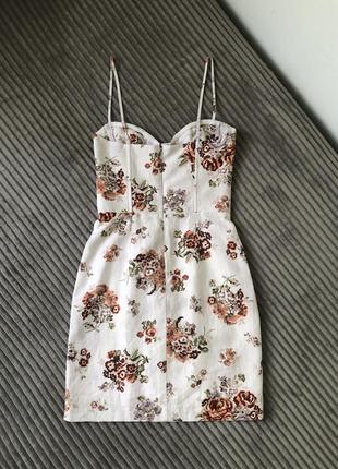 Льняное цветочное платье мини платье в цветочный принт h&amp;m сарафан9 фото