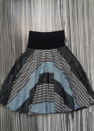 Плиссированная миди юбка в складку1 фото
